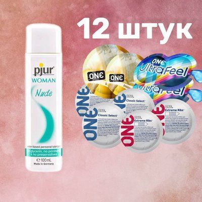 Набір 12 штук ONE Classic, Ribs, Ultra-Feel, Flavor Waves + Лубрикант pjur Woman Nude, 100 мл SOS4736 фото