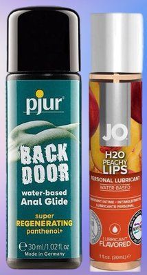 Набір лубрикантів pjur backdoor Regenerating 30 мл + System JO H2O Peachy Lips (30 мл) LB514 фото