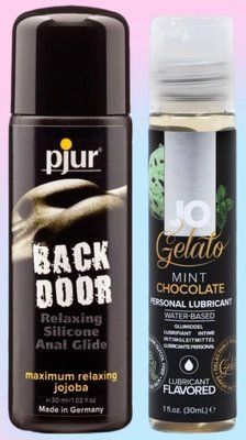 Набір лубрикантів pjur backdoor anal Relaxing jojoba silicone 30 мл + System JO Mint Chocolate (30 мл) LB713 фото