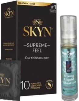 Набір з Skyn Supreme Feel 10 шт + Рідкий вібратор 5th Paradise Liquid Vibrator &mdash; Енергетичний напій (10 мл) SOS10265 фото