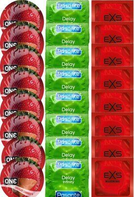 Набір 24 шт ONE Chocolate Strawberry + Delay Infinity + EXS Warming Comfy Fit SOS7509 фото
