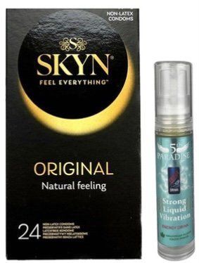 Набір з SKYN ORIGINAL 24 шт + Рідкий вібратор 5th Paradise Liquid Vibrator &mdash; Енергетичний напій (10 мл) SOS9965 фото