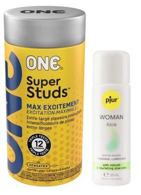 Комплект 12 шт ONE Super Studs + Pjur Woman Aloe 30 мл SOS13126 фото