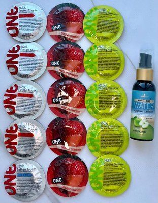 Набір 15 штук ONE Tattoo Touch, Flavor Waves, Glowing Pleasures + Sensuva Natural Water-Based Apple Candy (57 мл) SOS3957 фото
