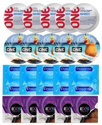 Набір 20 шт ONE Tattoo Touch + ONE Island Punch + Pasante Cooling + EXS Chocolate SOS7260 фото