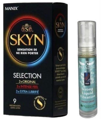 Набір з SKYN Selection (9 шт) + Рідкий вібратор потужний смак: енергетичний напій, 10 мл 5th Paradise SOS9655 фото