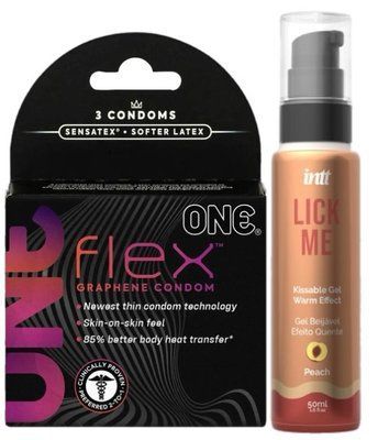 Комплект 3 шт ONE Flex + Гель INTT Lick Me Kissable Gel Peach 50 мл SOS6178 фото