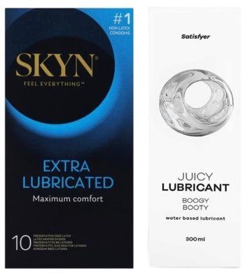 Набор Лубрикант Satisfyer Boogy Booty 300мл + SKYN Extra Lube 10 шт SOS12726 фото