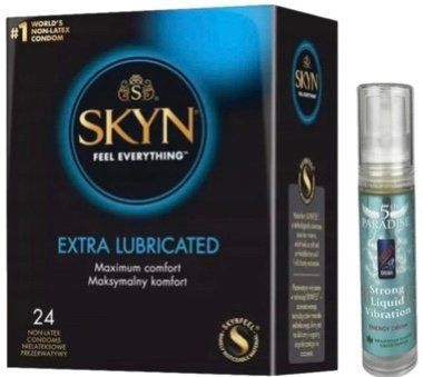 Набір з SKYN Extra Lube (24 шт) + Рідкий вібратор 5th Paradise Liquid Vibrator &mdash; Енергетичний напій (10 мл) SOS10065 фото