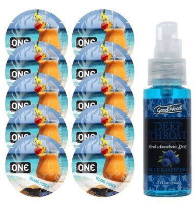 Комплект ONE Island Punch 10 шт + Doc Johnson GoodHead &ndash; Blue Raspberry, 59 мл SOS13827 фото