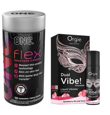 ONE Flex 10 шт+ Жидкий вибратор Orgie Dual Vibe! Strawberry Gin & Tonic, 15 мл SOS6434 фото