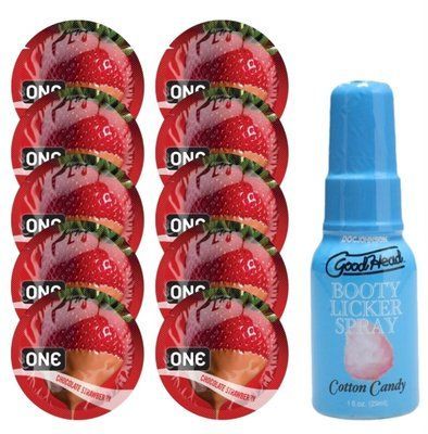 Комплект ONE Chocolate Strawberry 10 шт + Doc Johnson &ndash; Cotton Candy, 29 мл SOS13776 фото