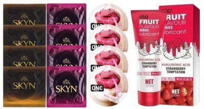 Комплект: Лубрикант OLO со вкусом клубники (120 мл) + 8 шт SKYN + 4 шт 𝐎𝐍𝐄 𝐅𝐥𝐚𝐯𝐨𝐫𝐖𝐚𝐯𝐞𝐬 - Bubblegum SOS10619 фото