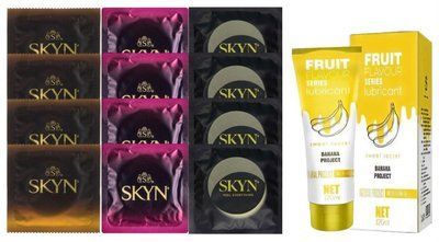 Комплект: Лубрикант OLO Banana (120 мл) + 8 шт. SKYN + 4 шт. SKYN Pina Colada SOS10518 фото