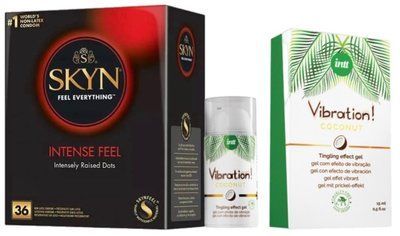 Набір з SKYN Intense Feel (36 шт) + Рідкий вібратор Intt Vibration Coconut Vegan (15 мл) SOS9815 фото