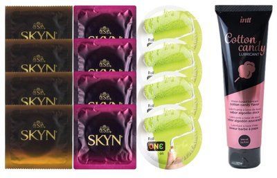 Комплект: Лубрикант Intt Cotton Candy (100мл) + 8 шт. SKYN+4 шт. ONE Color Sensations SOS10417 фото