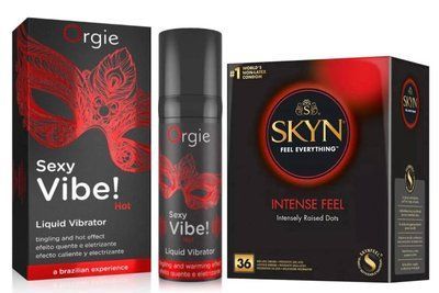 SKYN Intense Feel 36 шт та Рідкий ORGIE SEXY VIBE HOT, 15 мл + зігріваючий ефект SOS811 фото