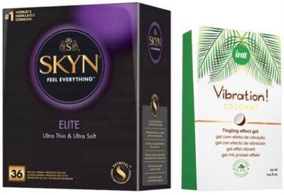 Набор из SKYN Elite 36 шт + Жидкий вибратор Intt Vibration Coconut Vegan (15 мл) SOS10215 фото