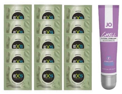 Комплект EXS Snug Fit 15 шт + JO CHILL COOLING, 10 мл SOS14929 фото