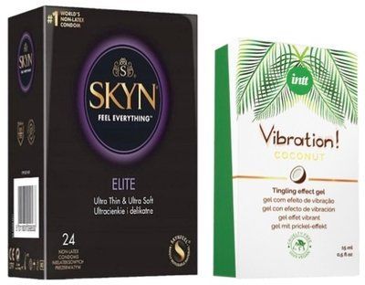 Набор из SKYN Elite (24 шт) + Жидкий вибратор Intt Vibration Coconut Vegan (15 мл) SOS10115 фото