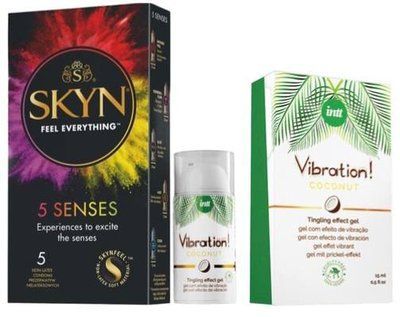 Набор из SKYN 5 Senses + Жидкий вибратор Intt Vibration Coconut Vegan (15 мл) SOS9605 фото
