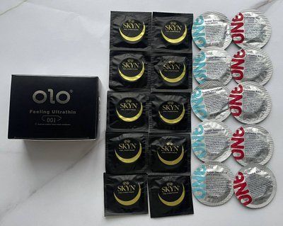 Набір 10 шт Skyn Original - 10 шт One Super Sensitive, Extreme Ribs - 10 шт OLO Feeling Ultrathin (001) SOS2507 фото