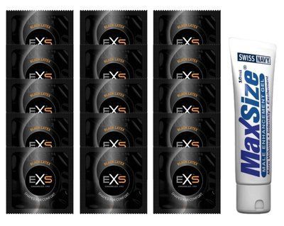 Комплект EXS Black Latex 15 шт + Swiss Navy Max Size Cream (10 мл) SOS14625 фото