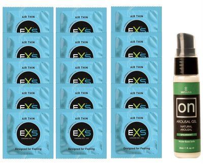 Комплект EXS Air Thin 15 шт + Sensuva ON Arousal Gel for Her Spearmint, 29 мл SOS14808 фото