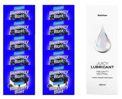 Комплект Pasante Blueberry 10шт. + Лубрикант Satisfyer Juicy Lubricant Naughty Neutral 300 мл SOS11674 фото