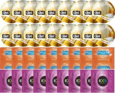 Набір 36 шт ONE Banana Split + Pasante Warming + EXS EXTRA SAFE SOS7708 фото