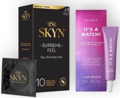 Skyn Supreme Feel 10 шт + Bijoux Indiscrets Clitherapy Liquid Vibrator &ndash; IT'S A MATCH SOS7110 фото