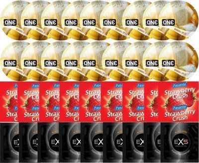 Набір 36 шт ONE Banana Split + Pasante Strawberry Crush + EXS Black Latex SOS7758 фото