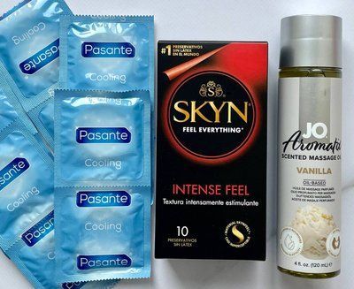 Набір 20 шт Skyn Intense feel - Pasante Cooling + System JO Aromatix Vanilla 120 мл SOS1656 фото