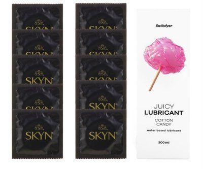 Комплект SKYN Original 10 шт. + Лубрикант Satisfyer Juicy Lubricant Cotton Candy 300 мл SOS12626 фото