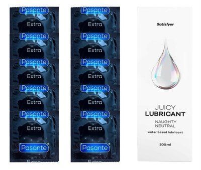 Набір: Pasante Extra Safe 10 шт. + Лубрикант Satisfyer Naughty Neutral (300 мл) SOS12074 фото