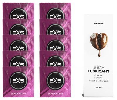 Набір: EXS Extra Thick 10 шт. + Лубрикант Satisfyer Crazy Crave 300 мл SOS11168 фото