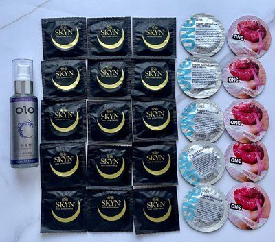 Комплект 15 шт Skyn Original - 10 шт One Super Sensitive, Flavor Waves - Лубрикант "olo smooth" 60 мл - класична SOS2557 фото