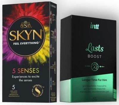 Набор из SKYN 5 Senses + Пролонгатор Intt Lasts (15 мл) SOS8855 фото