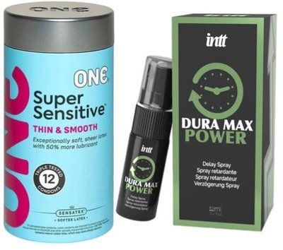 Набор из ONE Super Sensitive Pack 12 шт + Пролонгатор Intt Dura Max Power (12 мл) SOS9405 фото