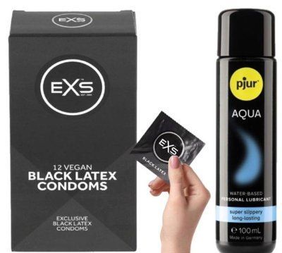 Комплект EXS Black Latex (12 шт) + Pjur Aqua 100 мл SOS13576 фото