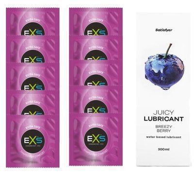Комплект: EXS EXTRA SAFE 10 шт. + Лубрикант Satisfyer Breezy Berry 300 мл SOS11472 фото