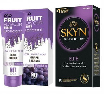 Комплект: SKYN Elite 10 шт. + Лубрикант 120 мл OLO виноград SOS11269 фото