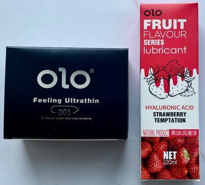 Комплект OLO Feeling Ultrathin 001 10 шт + Гель-лубрикант полуничний 120 мл OLO SOS3657 фото