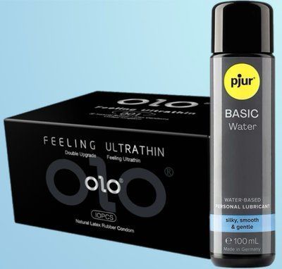 Набір OLO - ультратонкі -001 ( 10 штук) + Лубрикант pjur Basic waterbased 100 мл  SOS4518 фото