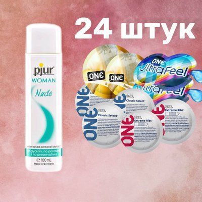 Набір 24 штук ONE Classic, Ribs, Ultra-Feel, Flavor Waves + Лубрикант pjur Woman Nude, 100 мл SOS4737 фото
