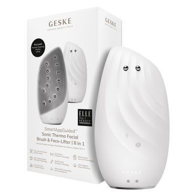 Очищувальна щітка для обличчя GESKE Sonic Thermo Facial Brush&Face-Lifter 8в1 white HB0095 фото