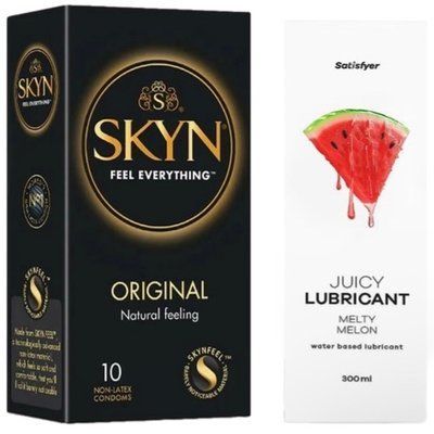 Комплект Лубрикант Satisfyer Juicy Melty Melon 300 мл + SKYN Original 10 шт SOS12926 фото