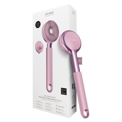 Звукова світлодіодна щітка для всього тіла GESKE Sonic LED Full-Body Brush&Intensive Exfoliator 9в1 pink HB0390 фото