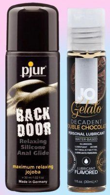 Набір лубрикантів pjur backdoor anal Relaxing jojoba silicone 30 мл + System JO Double Chocolate (30 мл) LB714 фото