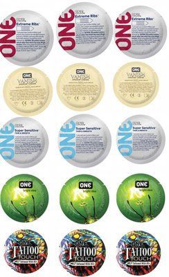 Набор с 15 шт ONE - Vanish, Extreme Ribs, Super Sensitive, Glowing Pleasures, Tattoo Touch SOS1361 фото